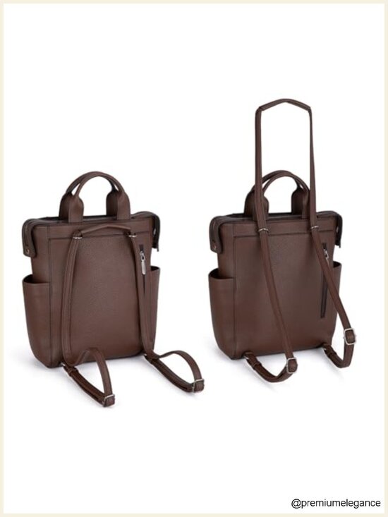 Vegan Leather Convertible Anti Theft Backpack Purse with Adjustable Strap